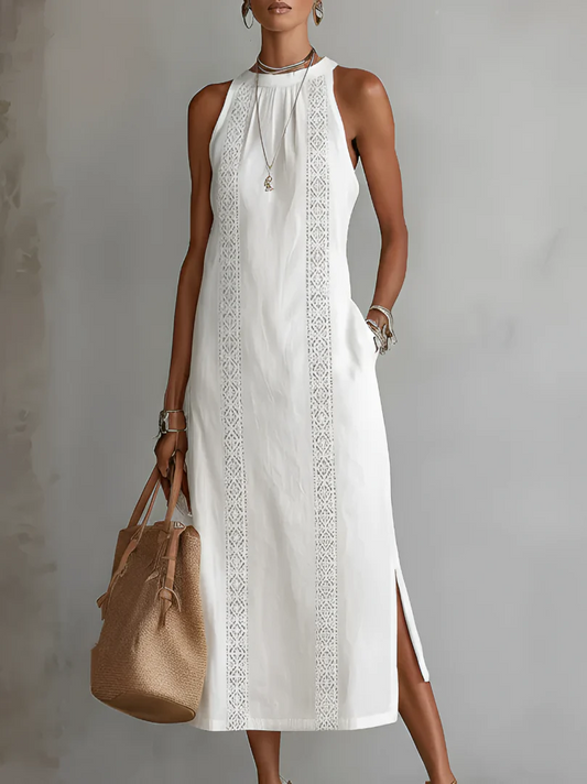 Jimena | Vestido midi con cuello mandarín